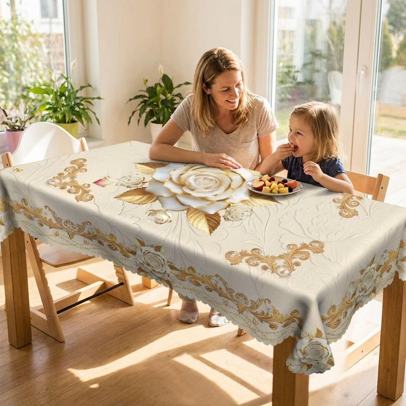 🔥Solange der Vorrat reicht 40 % Rabatt!🎉Wasserdichte goldene Rosen-Tischdecke