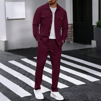 🔥Solange der Vorrat reicht 40 % Rabatt!🎉Herren-Set aus Waffel-Button-Down-Jacke und Hose