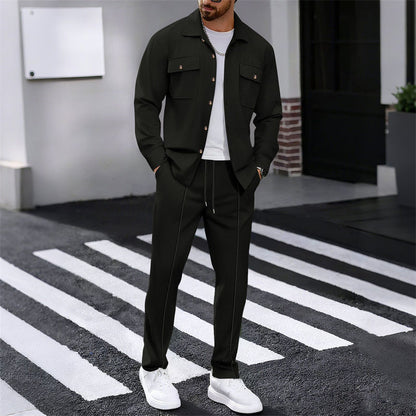 🔥Solange der Vorrat reicht 40 % Rabatt!🎉Herren-Set aus Waffel-Button-Down-Jacke und Hose