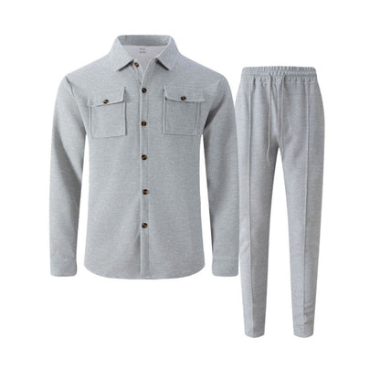 🔥Solange der Vorrat reicht 40 % Rabatt!🎉Herren-Set aus Waffel-Button-Down-Jacke und Hose