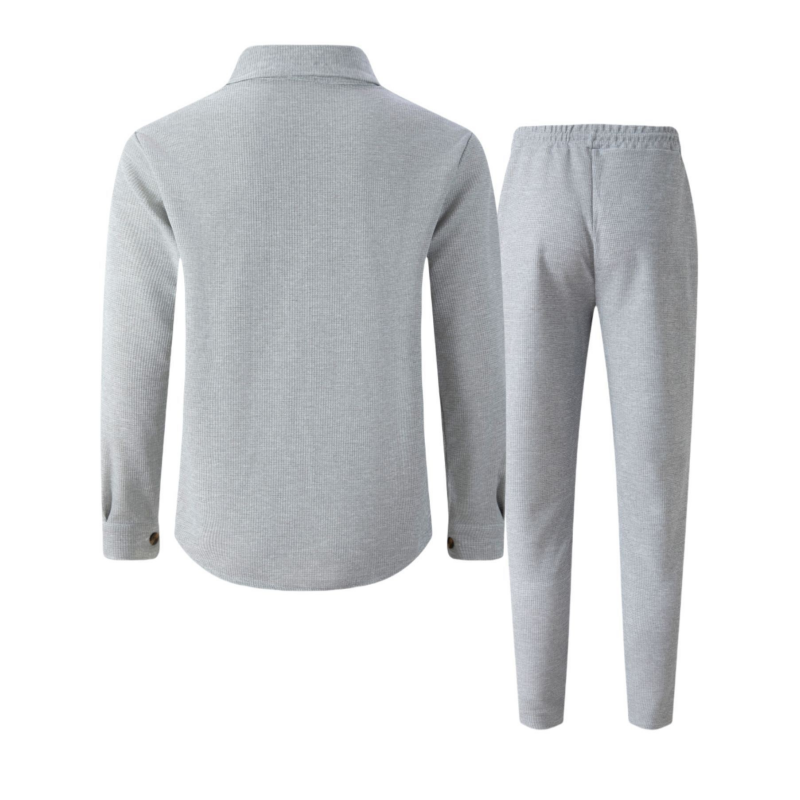 🔥Solange der Vorrat reicht 40 % Rabatt!🎉Herren-Set aus Waffel-Button-Down-Jacke und Hose