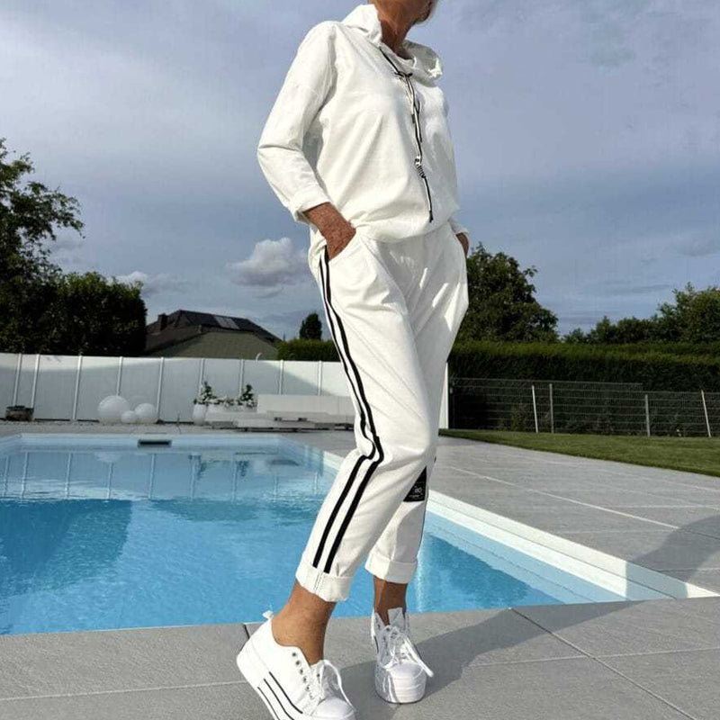 🔥Solange der Vorrat reicht 40 % Rabatt!🎉Kapuzenjacke und Hose mit Kordelzug für Damen im Set