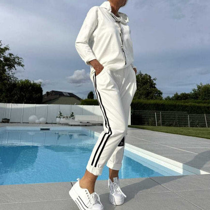 🔥Solange der Vorrat reicht 40 % Rabatt!🎉Kapuzenjacke und Hose mit Kordelzug für Damen im Set