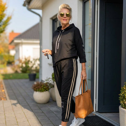 🔥Solange der Vorrat reicht 40 % Rabatt!🎉Kapuzenjacke und Hose mit Kordelzug für Damen im Set