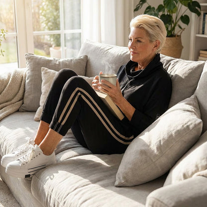 🔥Solange der Vorrat reicht 40 % Rabatt!🎉Kapuzenjacke und Hose mit Kordelzug für Damen im Set