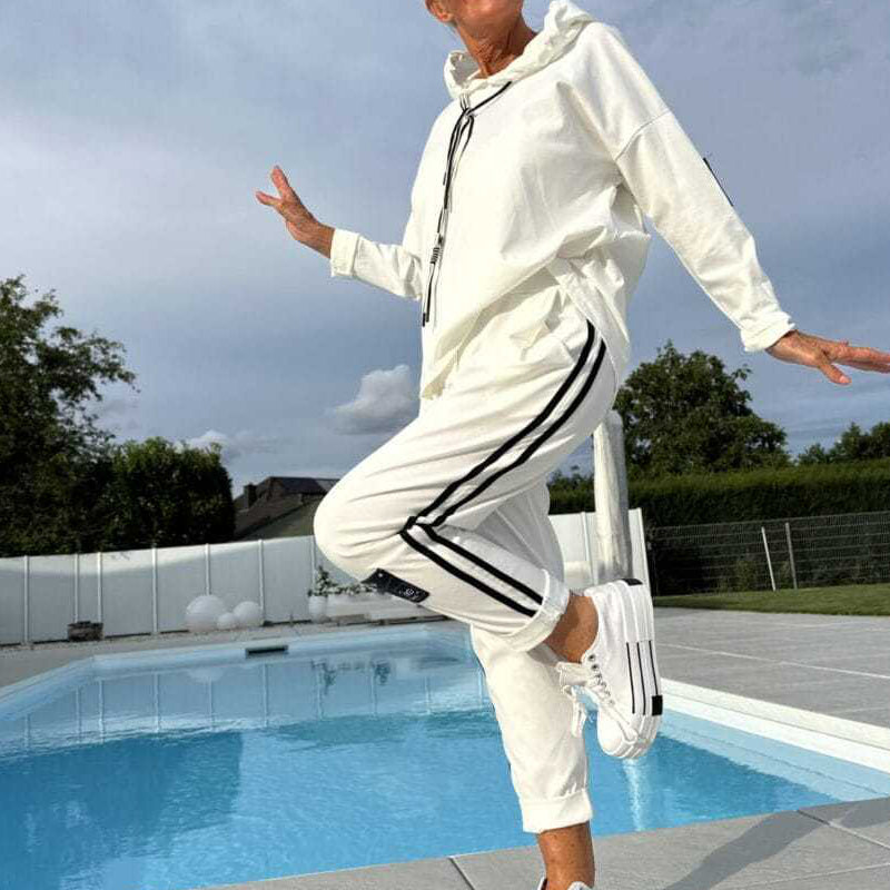 🔥Solange der Vorrat reicht 40 % Rabatt!🎉Kapuzenjacke und Hose mit Kordelzug für Damen im Set