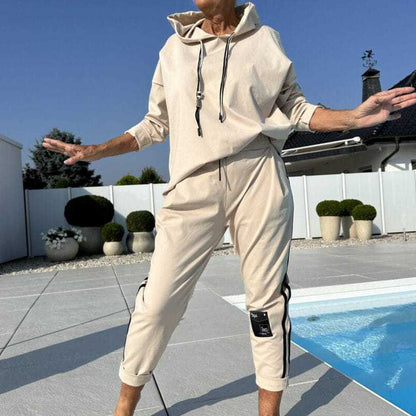 🔥Solange der Vorrat reicht 40 % Rabatt!🎉Kapuzenjacke und Hose mit Kordelzug für Damen im Set