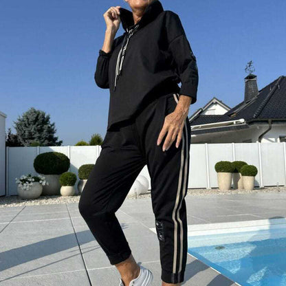 🔥Solange der Vorrat reicht 40 % Rabatt!🎉Kapuzenjacke und Hose mit Kordelzug für Damen im Set