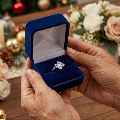 🔥Solange der Vorrat reicht 40 % Rabatt!🎉Geometrischer Damenring mit ovalem grünem Mondstein & Zirkonia – modern & stilvoll 💍✨