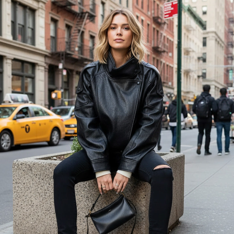 🔥 Die ultimative Attitüde – Bikerjacke aus Kunstleder – Ausgefallener Stil & Tragekomfort für jeden Tag 【Begrenzte Stückzahl】