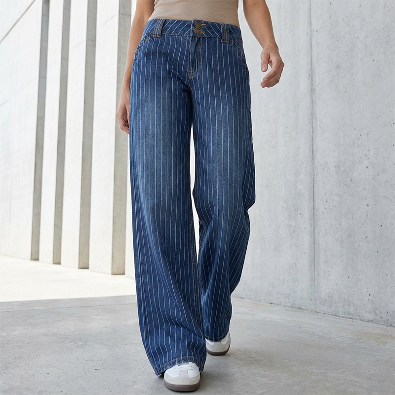 🔥Solange der Vorrat reicht 40 % Rabatt!🎉Damen-Jeans mit Streifenmuster und niedriger Leibhöhe im Y2K-Stil