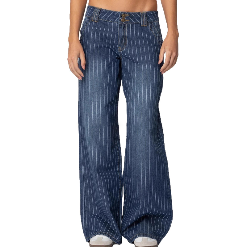 🔥Solange der Vorrat reicht 40 % Rabatt!🎉Damen-Jeans mit Streifenmuster und niedriger Leibhöhe im Y2K-Stil
