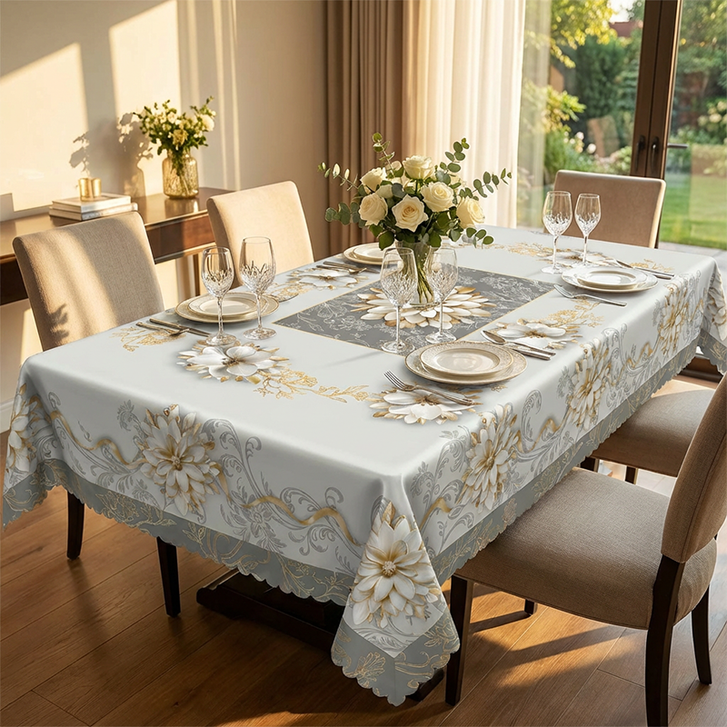 🎉 Neujahrsgeschenk – 50% RABATT!💮 Elegante wasserfeste Relieftischdecke mit Blumenmuster – stilvoll & pflegeleicht!
