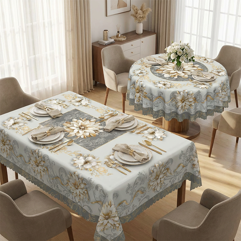 🎉 Neujahrsgeschenk – 50% RABATT!💮 Elegante wasserfeste Relieftischdecke mit Blumenmuster – stilvoll & pflegeleicht!