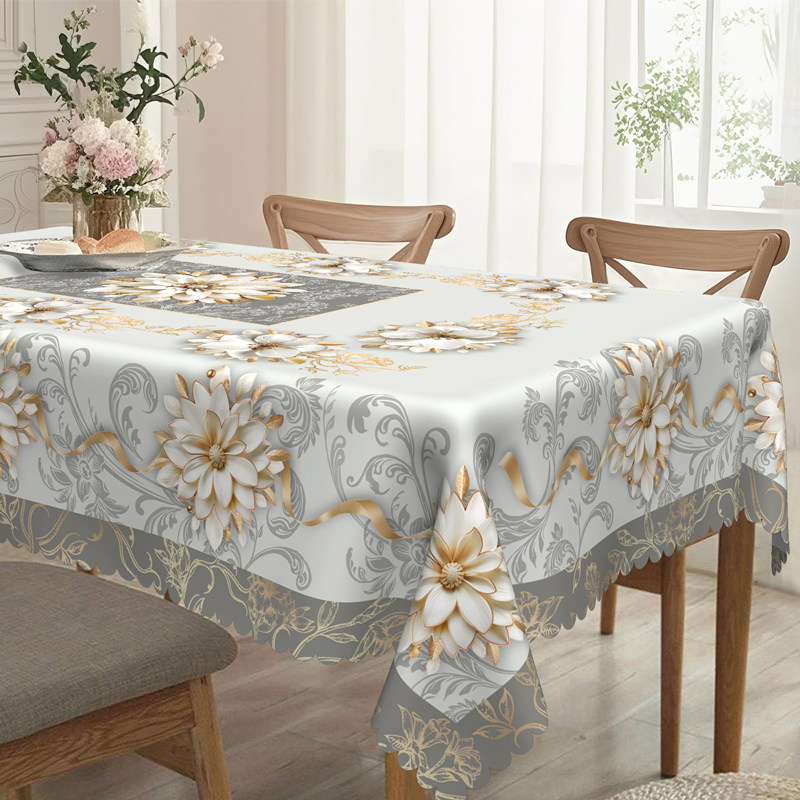 🎉 Neujahrsgeschenk – 50% RABATT!💮 Elegante wasserfeste Relieftischdecke mit Blumenmuster – stilvoll & pflegeleicht!