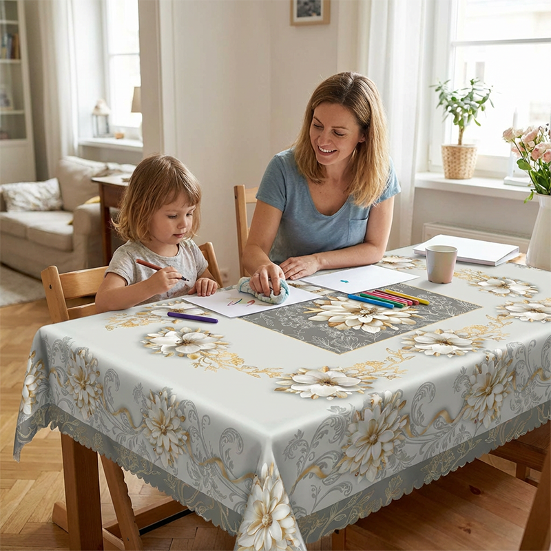 🎉 Neujahrsgeschenk – 50% RABATT!💮 Elegante wasserfeste Relieftischdecke mit Blumenmuster – stilvoll & pflegeleicht!