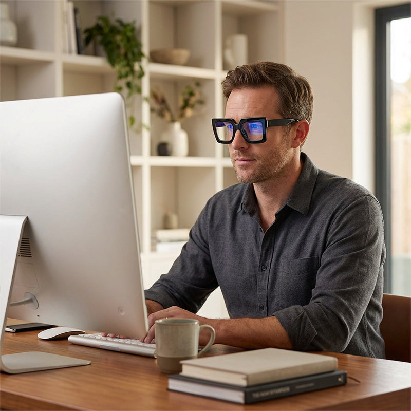 🔥Solange der Vorrat reicht 40 % Rabatt!🎉Schicke, übergroße, quadratische, lichtundurchlässige Brille in Blau