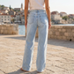 🔥Solange der Vorrat reicht 40 % Rabatt!🎉High-Waist Jeans mit weitem Bein und ausgefranstem Saum