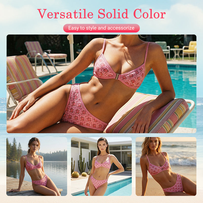 🔥Solange der Vorrat reicht 40 % Rabatt!🎉Boho-Fliesenmuster, rückenfreier Bikini
