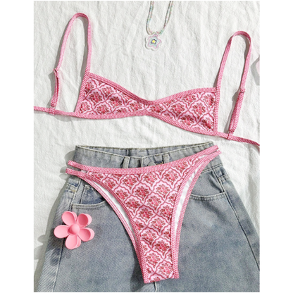 🔥Solange der Vorrat reicht 40 % Rabatt!🎉Boho-Fliesenmuster, rückenfreier Bikini
