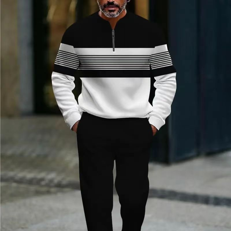 🔥Solange der Vorrat reicht 40 % Rabatt!🎉Herren-Set mit Grafikprint – Pullover und Hose