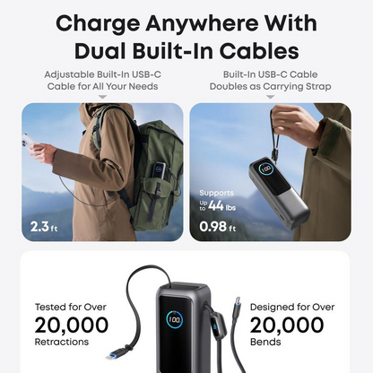 🔥-50% Aktion – Nur solange der Vorrat reicht⏳Tragbares Ladegerät mit integriertem Kabel