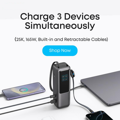 🔥-50% Aktion – Nur solange der Vorrat reicht⏳Tragbares Ladegerät mit integriertem Kabel