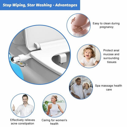 🚽 🚿 Nichtelektrischer Bidet-Aufsatz mit Doppeldüse – Hygienische Selbstreinigung, Einfache Installation & Wasserdruck-Kontrolle ✨