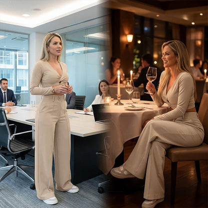🌸Letzter Tag des Sonderangebots – 60 % Rabatt💕 Damen-Hose mit hohem Bund, weitem Bein und einfarbigem Bein