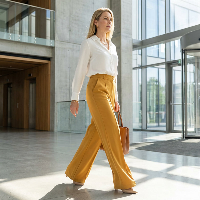 🌸Letzter Tag des Sonderangebots – 60 % Rabatt💕 Damen-Hose mit hohem Bund, weitem Bein und einfarbigem Bein