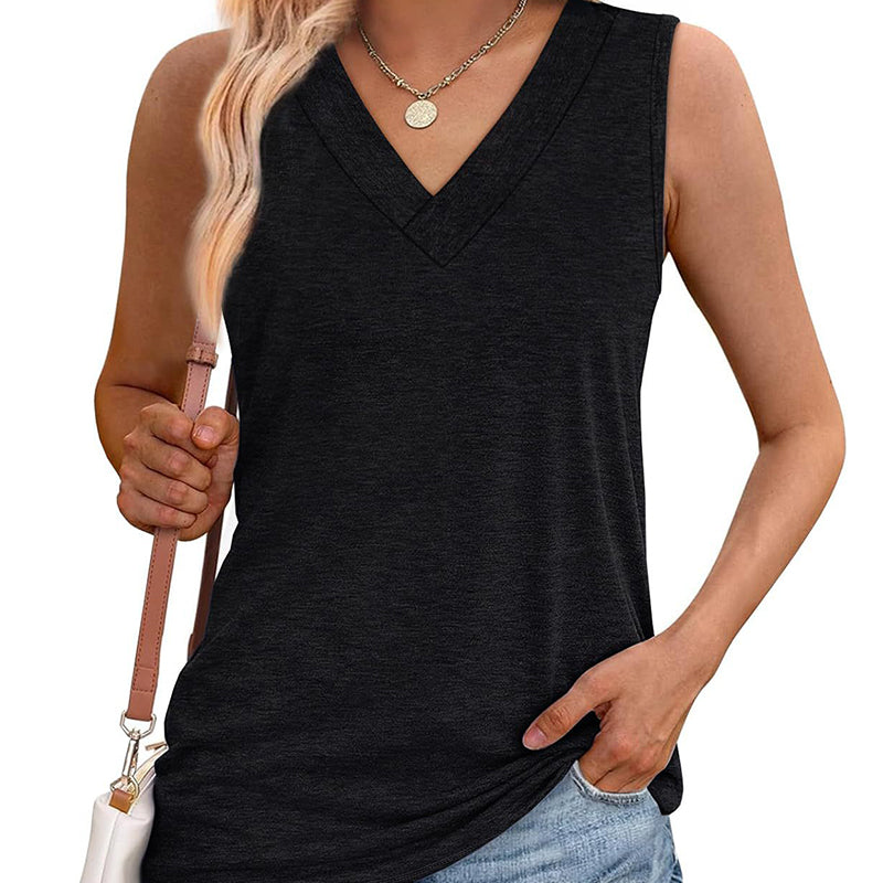 🔥Zeitlich begrenztes Angebot – Lässiges, locker sitzendes Tanktop mit V-Ausschnitt für Damen