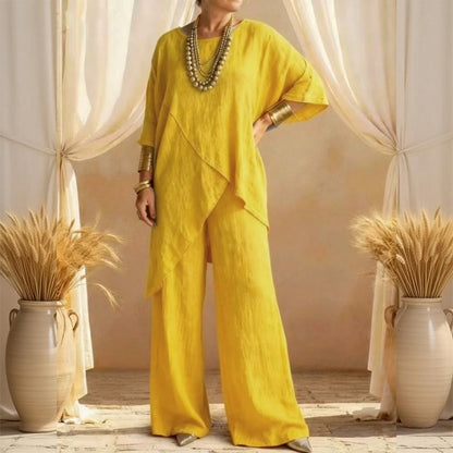 🔥Solange der Vorrat reicht 40 % Rabatt!🎉Zweiteiliges Damen-Outfit mit lockerer Passform und asymmetrischem Oberteil