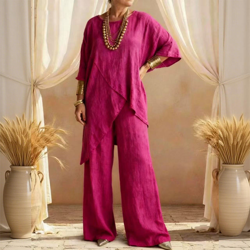🔥Solange der Vorrat reicht 40 % Rabatt!🎉Zweiteiliges Damen-Outfit mit lockerer Passform und asymmetrischem Oberteil