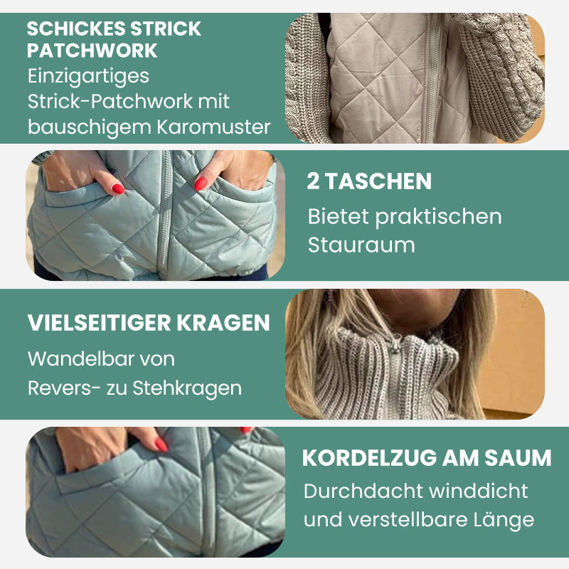 🔥Solange der Vorrat reicht 40 % Rabatt!🎉Gestrickte Patchwork-Pufferjacke für Damen