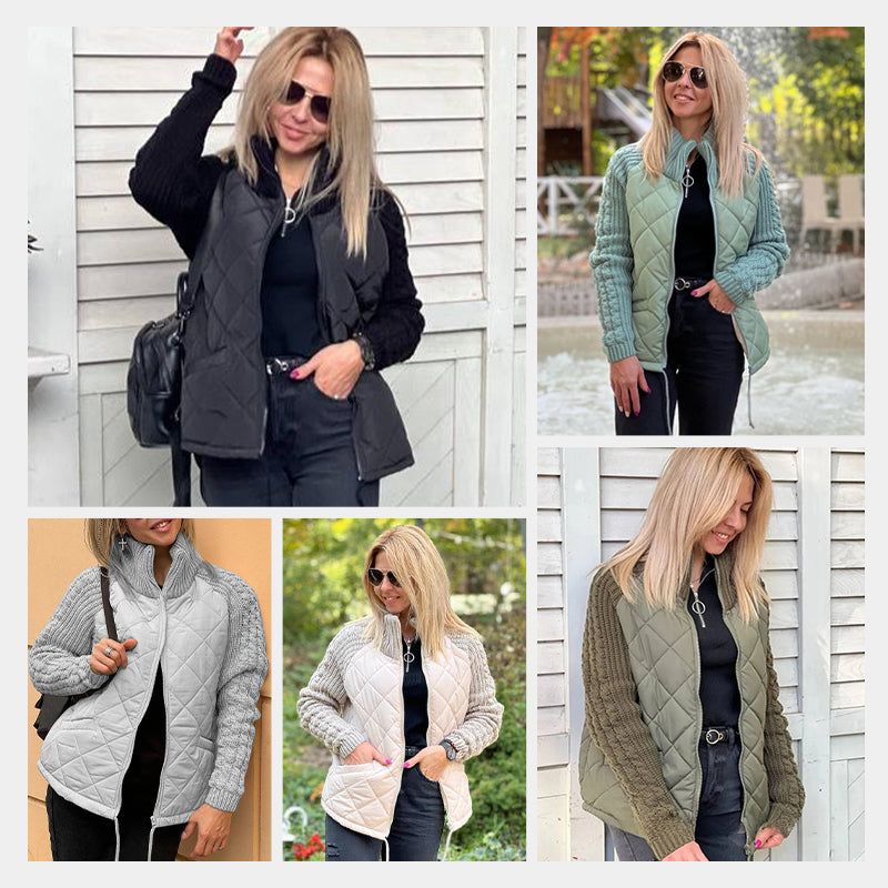 🔥Solange der Vorrat reicht 40 % Rabatt!🎉Gestrickte Patchwork-Pufferjacke für Damen