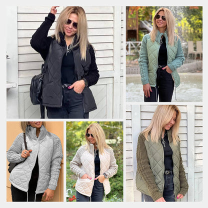 🔥Solange der Vorrat reicht 40 % Rabatt!🎉Gestrickte Patchwork-Pufferjacke für Damen
