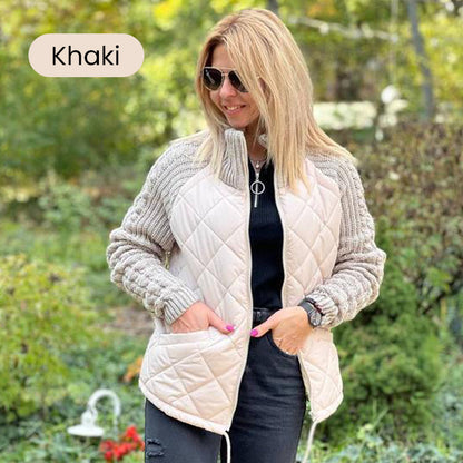 🔥Solange der Vorrat reicht 40 % Rabatt!🎉Gestrickte Patchwork-Pufferjacke für Damen