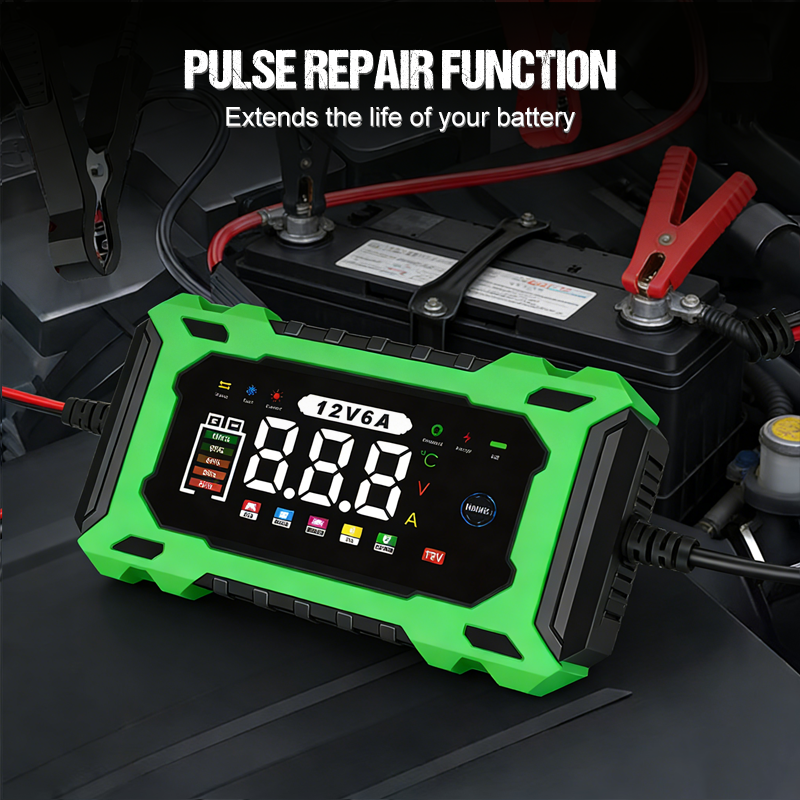 🔥Zeitlich begrenztes Angebot-Intelligentes 12-V-Autoladegerät mit 6 A und Impulsreparaturfunktion