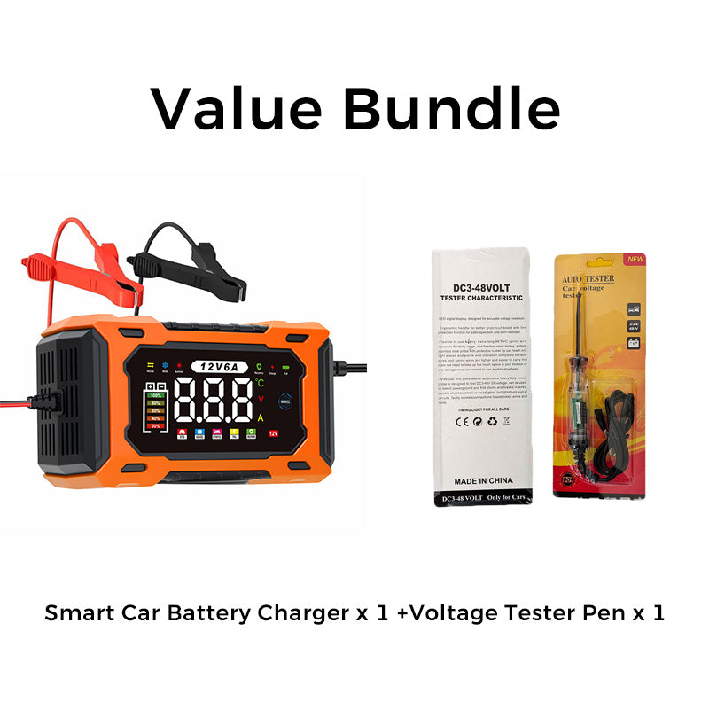 🔥Zeitlich begrenztes Angebot-Intelligentes 12-V-Autoladegerät mit 6 A und Impulsreparaturfunktion