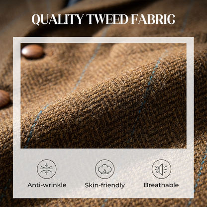 🔥Solange der Vorrat reicht 40 % Rabatt!🎉Herren-Weste mit Karomuster und Revers aus Tweed