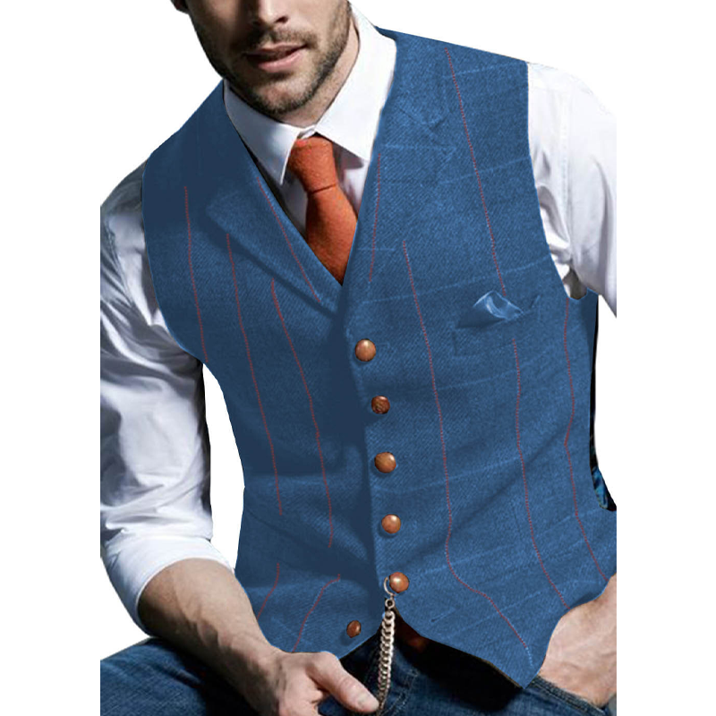 🔥Solange der Vorrat reicht 40 % Rabatt!🎉Herren-Weste mit Karomuster und Revers aus Tweed