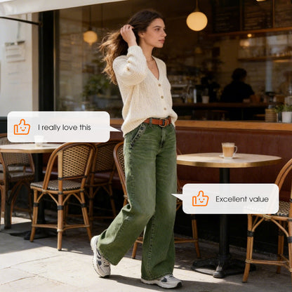 🔥Solange der Vorrat reicht 40 % Rabatt!🎉Hoch taillierte Jeans mit weitem Bein und Knopfdetail