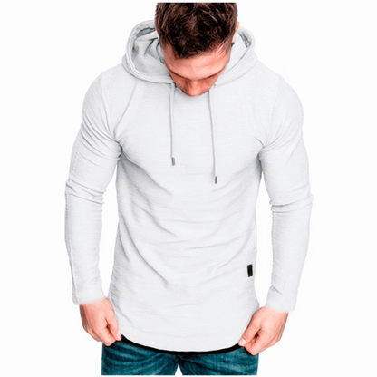 Einfarbiges Kapuzen-Sweatshirt mit Kordelzug und Langärmeln