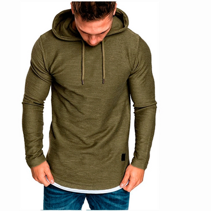Einfarbiges Kapuzen-Sweatshirt mit Kordelzug und Langärmeln