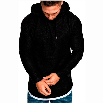Einfarbiges Kapuzen-Sweatshirt mit Kordelzug und Langärmeln