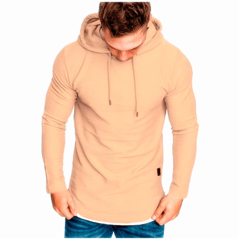 Einfarbiges Kapuzen-Sweatshirt mit Kordelzug und Langärmeln