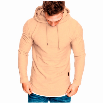 Einfarbiges Kapuzen-Sweatshirt mit Kordelzug und Langärmeln