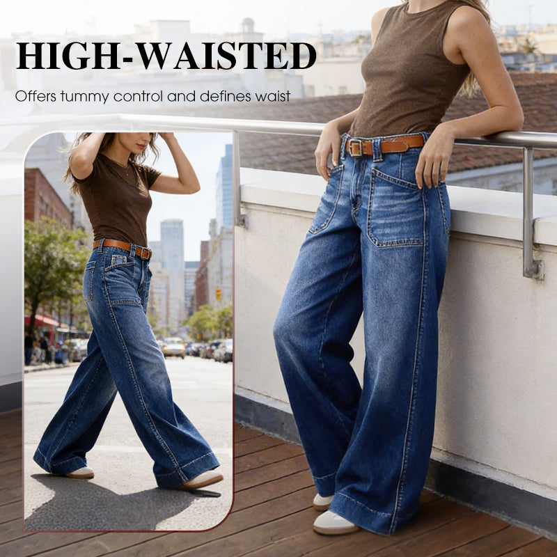 🔥Solange der Vorrat reicht 40 % Rabatt!🎉Damenjeans mit hoher Taille und weitem Bein