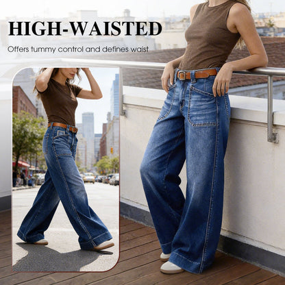 🔥Solange der Vorrat reicht 40 % Rabatt!🎉Damenjeans mit hoher Taille und weitem Bein