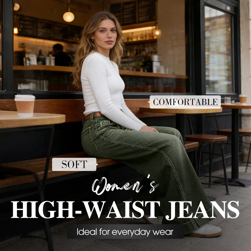 🔥Solange der Vorrat reicht 40 % Rabatt!🎉Damenjeans mit hoher Taille und weitem Bein